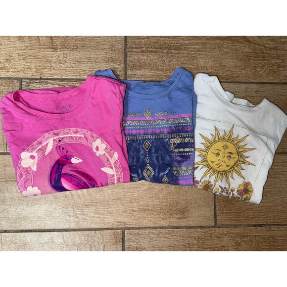 Girls Shirts (bundle of 3) Sun, Lion, Peacock, Size 7/8 - Picture 1 of 7